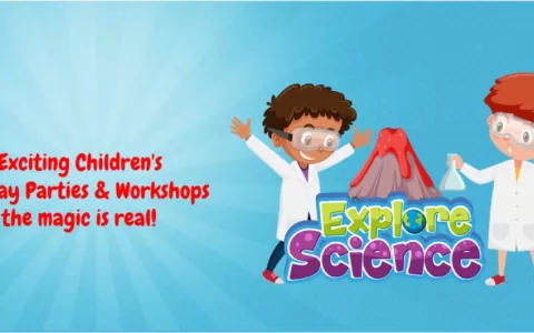 slider showing children enjoying volcano experiment